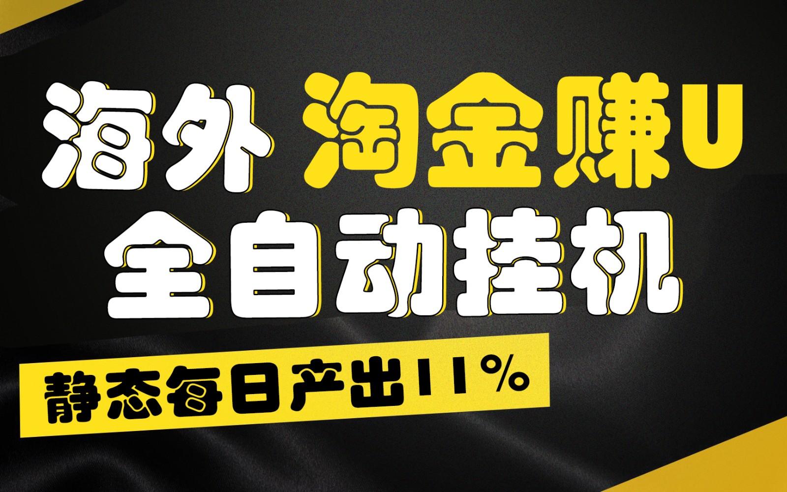 海外淘金赚U，全自动挂机，静态每日产出11%，拉新收益无上限，轻松日入1万+-巅峰资源网