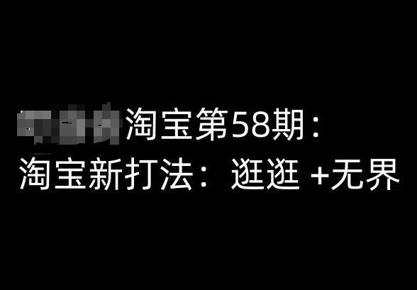 淘宝第58期培训课程，淘宝新打法：逛逛 +无界-巅峰资源网