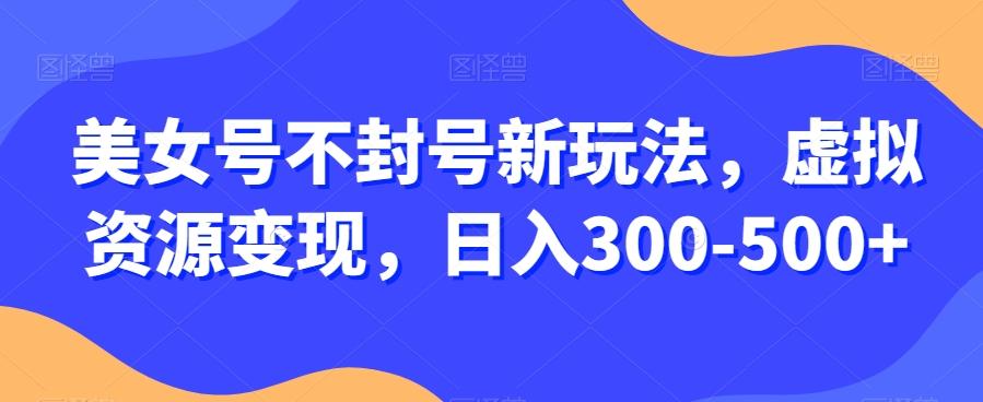 美女号不封号新玩法，虚拟资源变现，日入300-500+-巅峰资源网