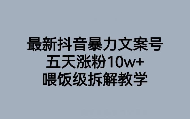 最新抖音暴力文案号，五天涨粉10w+，喂饭级拆解教学-巅峰资源网