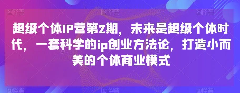 超级个体IP营第2期，未来是超级个体时代，一套科学的ip创业方法论，打造小而美的个体商业模式-巅峰资源网