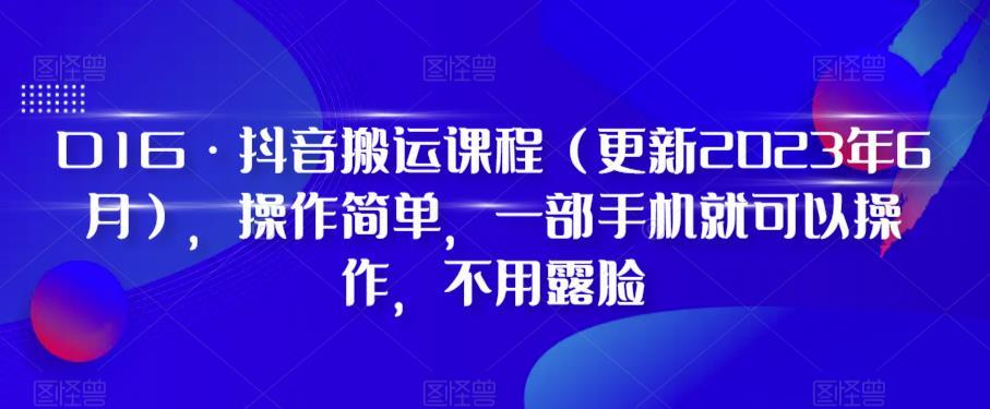 D1G·抖音搬运课程（更新2023年12月），操作简单，一部手机就可以操作，不用露脸-巅峰资源网