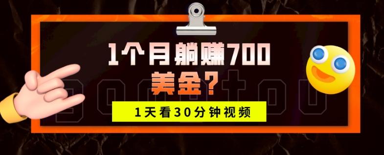 1天看30分钟视频，1个月躺赚700美金？-巅峰资源网