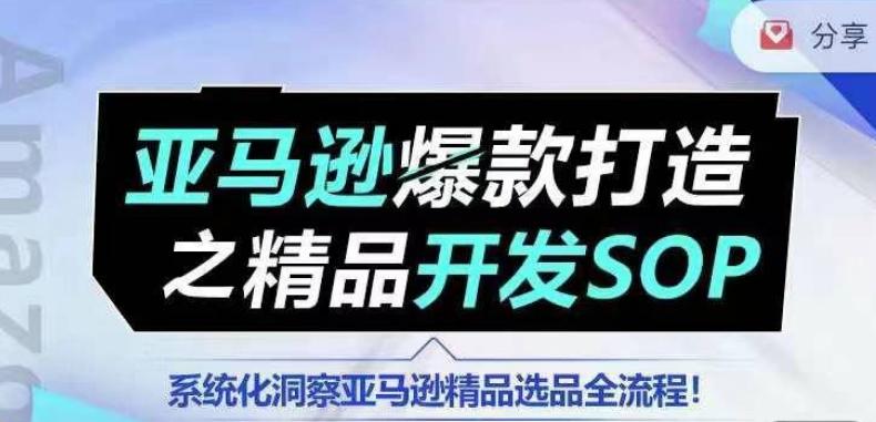 【训练营】亚马逊爆款打造之精品开发SOP，系统化洞察亚马逊精品选品全流程-巅峰资源网
