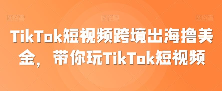 TikTok短视频跨境出海撸美金，带你玩TikTok短视频-巅峰资源网