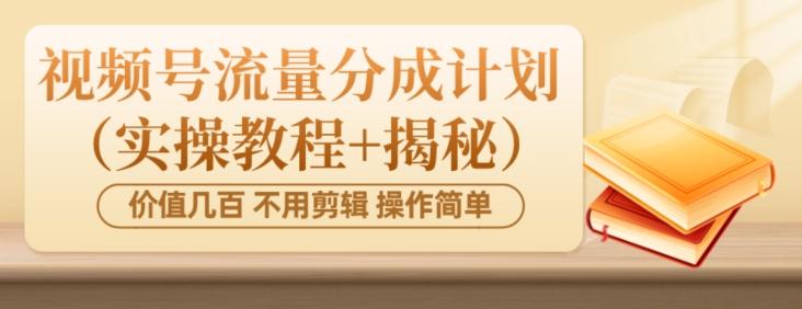 价值几百上千不用剪辑简单操作视频号流量分成计划（实操教程+揭秘）-巅峰资源网