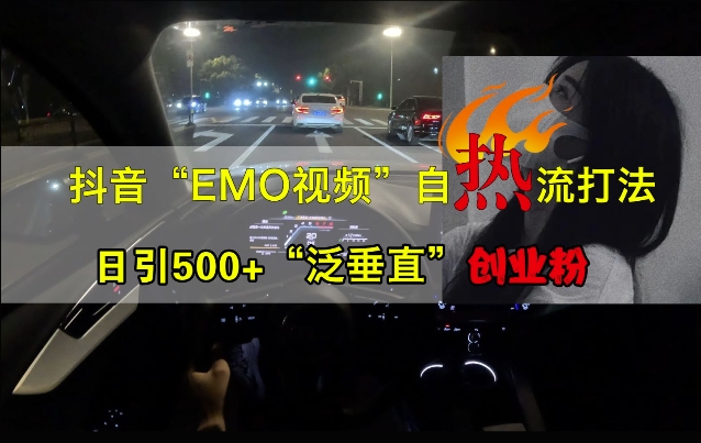 抖音EMO视频自热打法，日引500+“泛垂直”创业粉-巅峰资源网