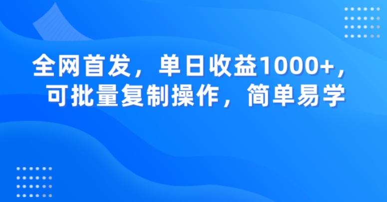 全网首发，单日收益1000+，可批量复制操作，简单易学【揭秘】-巅峰资源网