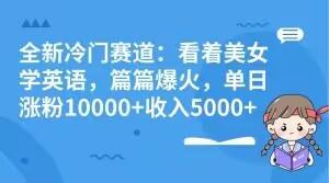 全新冷门赛道：看着美女学英语，篇篇爆火，单日涨粉10000+收入5000+-巅峰资源网
