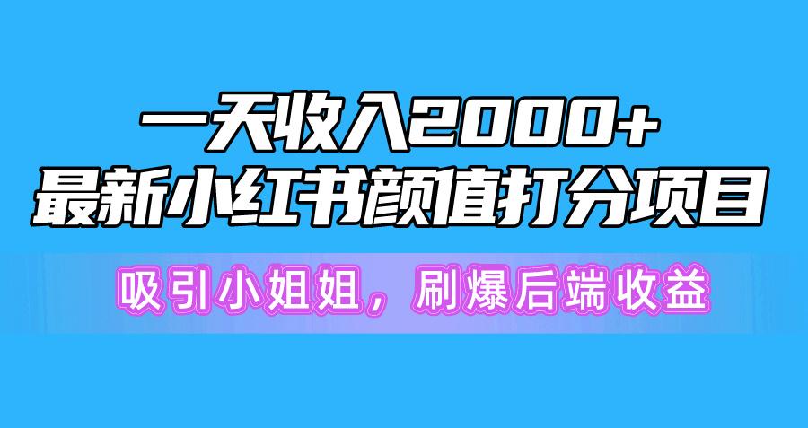 一天收入2000+，最新小红书颜值打分项目，吸引小姐姐，刷爆后端收益-巅峰资源网