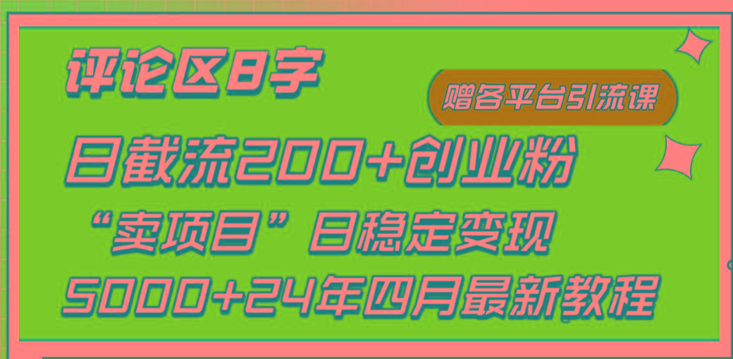 (9851期)评论区8字日载流200+创业粉  日稳定变现5000+24年四月最新教程！-巅峰资源网
