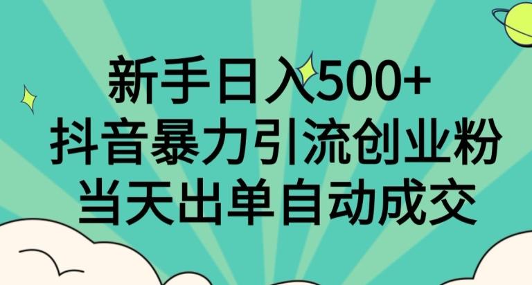 新手日入500+，抖音暴力引流创业粉，当天出单自动成交-巅峰资源网
