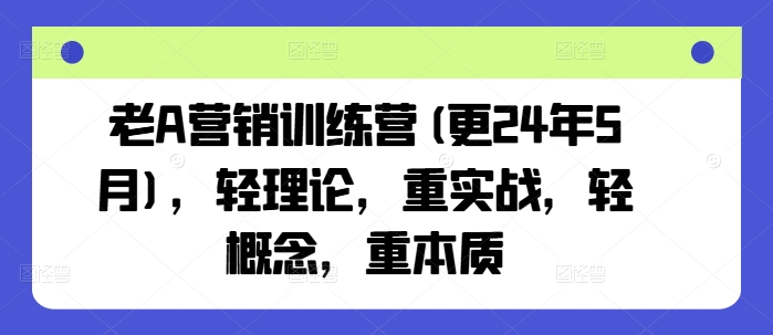 老A营销训练营(更24年8月)，轻理论，重实战，轻概念，重本质-巅峰资源网