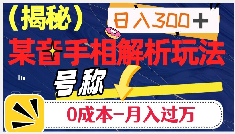 日入300+的，抖音手相解析玩法，号称0成本月入过万（揭秘）-巅峰资源网