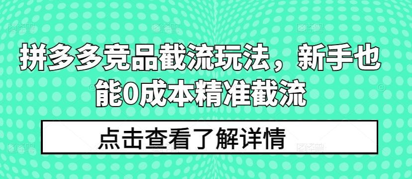 拼多多竞品截流玩法，新手也能0成本精准截流-巅峰资源网