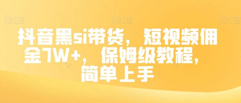 抖音黑si带货，短视频佣金7W+，保姆级教程，简单上手【揭秘】-巅峰资源网