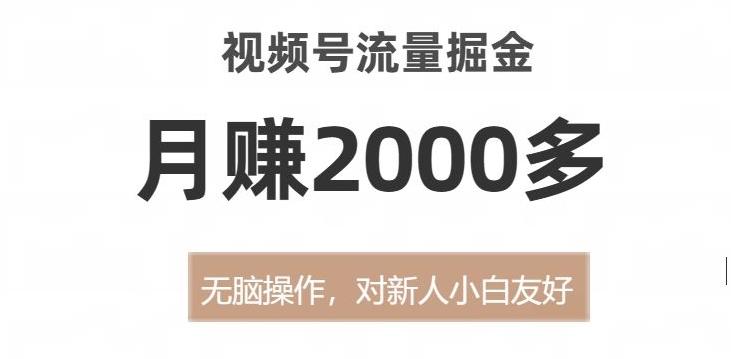 视频号流量掘金，无脑操作，对新人小白友好，月赚2000多【揭秘】-巅峰资源网