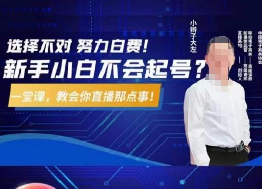 大左教您从0到1做直播带货，选择不对，努力白费，5小时课程搞定那点事，解决你起号问题-巅峰资源网