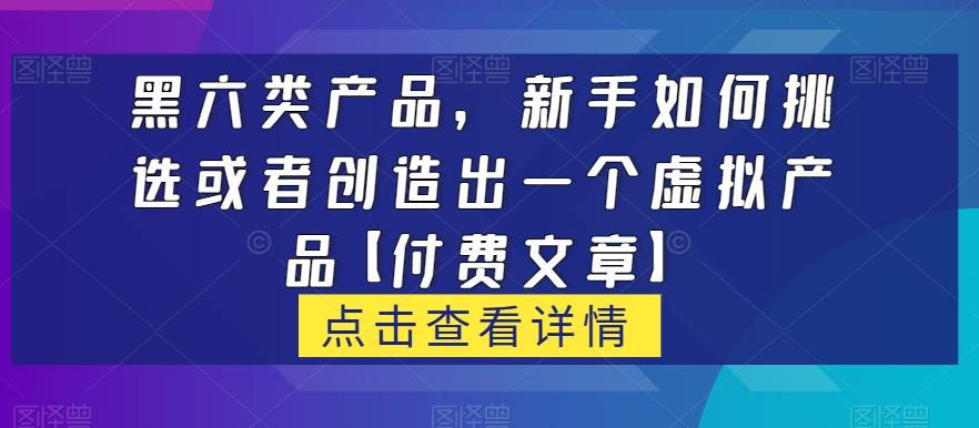 黑六类虚拟产品，新手如何挑选或者创造出一个虚拟产品【付费文章】-巅峰资源网
