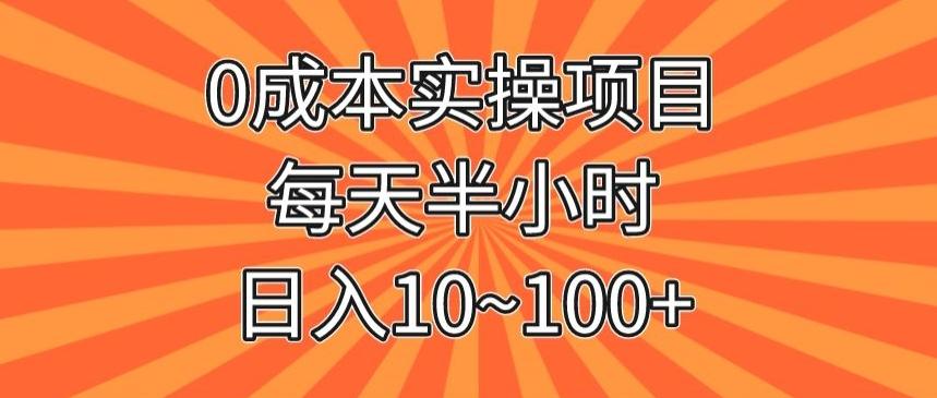 0成本实操项目，每天半小时，日入10~100+-巅峰资源网