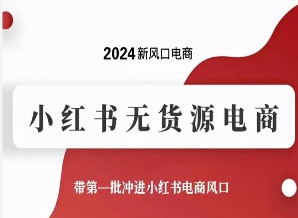 2024新风口电商，小红书无货源电商，带第一批冲进小红书电商风口-巅峰资源网