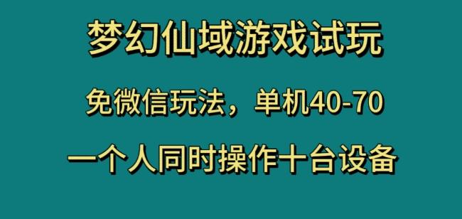 梦幻仙域游戏试玩，免微信玩法，单机40-70，一个人同时操作十台设备【揭秘】-巅峰资源网
