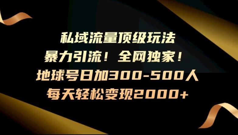 暴力引流，全网独家，地球号日加300-500人，私域流量顶级玩法，每天轻松变现2000+-巅峰资源网