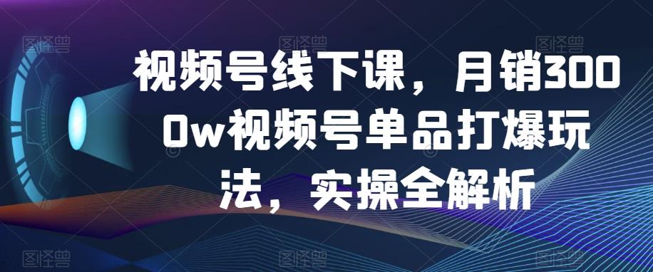 视频号线下课，月销3000w视频号单品打爆玩法，实操全解析-巅峰资源网