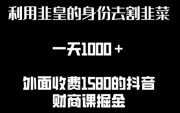 利用非皇的身份去割韭菜，一天1000+(附详细资源)【揭秘】-巅峰资源网
