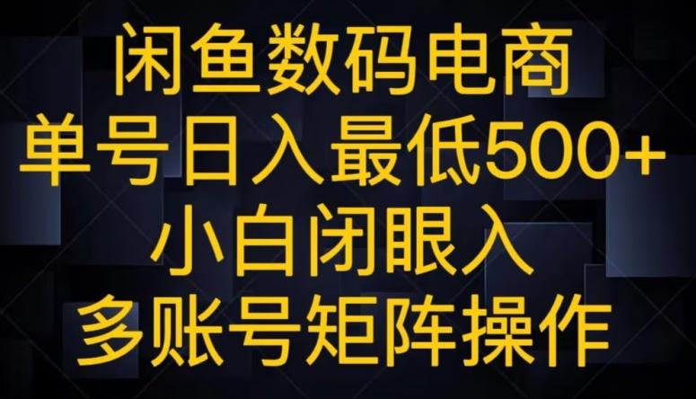 闲鱼数码电商，单号日入最低500+，小白闭眼入，多账号矩阵操作-巅峰资源网