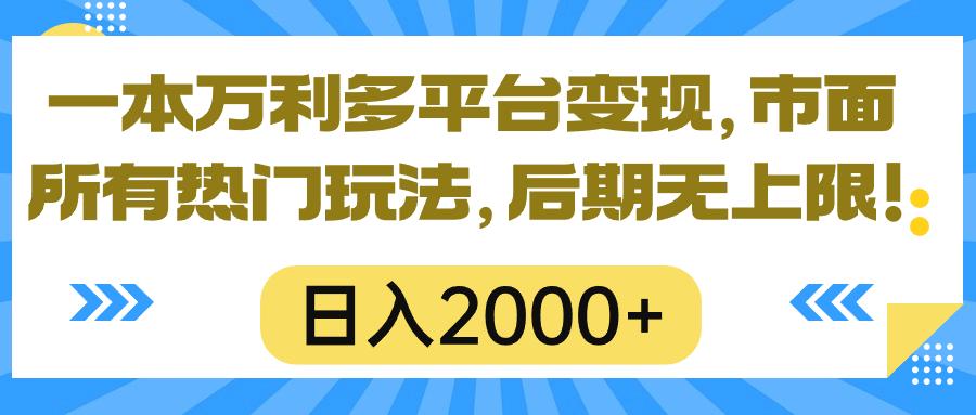 一本万利多平台变现，市面所有热门玩法，日入2000+，后期无上限！-巅峰资源网