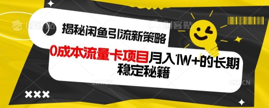 揭秘闲鱼引流新策略：0成本流量卡项目，月入1W+的长期稳定秘籍-巅峰资源网