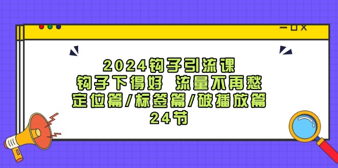 2024钩子引流课：钩子下得好流量不再愁，定位篇/标签篇/破播放篇/24节-巅峰资源网