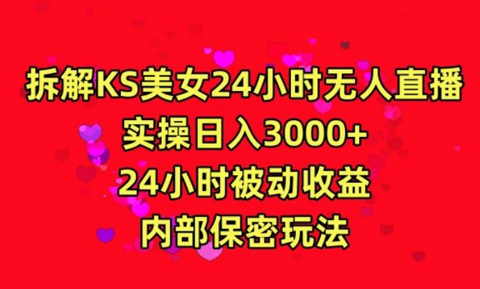 利用快手24小时无人美女直播，实操日入3000，24小时被动收益，内部保密玩法【揭秘】-巅峰资源网