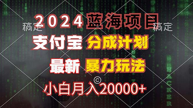 2024蓝海项目，支付宝分成计划，暴力玩法，刷爆播放量，小白月入20000+-巅峰资源网