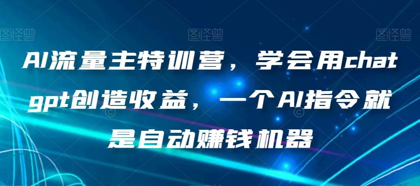 AI流量主特训营，学会用chatgpt创造收益，一个AI指令就是自动赚钱机器-巅峰资源网