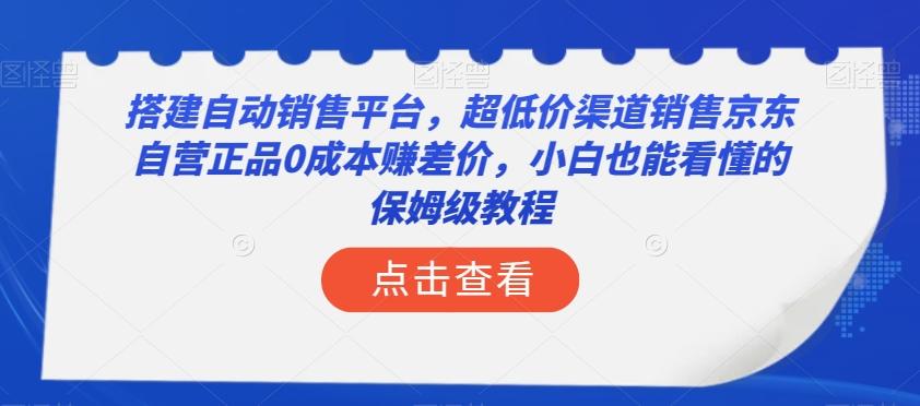 搭建自动销售平台，超低价渠道销售京东自营正品0成本赚差价，小白也能看懂的保姆级教程【揭秘】-巅峰资源网
