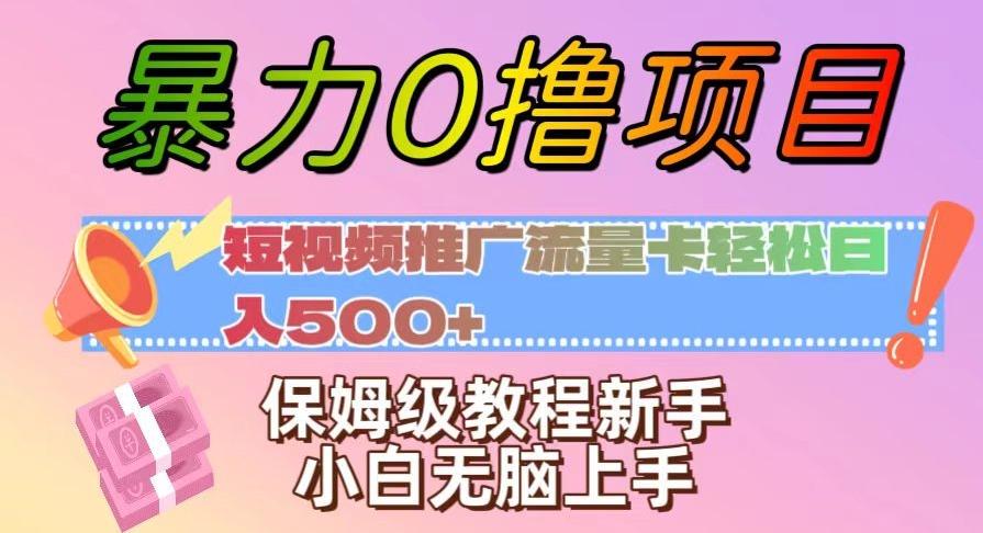 暴力0撸项目：短视频推广流量卡轻松日入500+，保姆级教程新手小白无脑上手【揭秘】-巅峰资源网