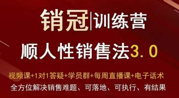 爆款！销冠训练营3.0之顺人性销售法，全方位解决销售难题、可落地、可执行、有结果-巅峰资源网
