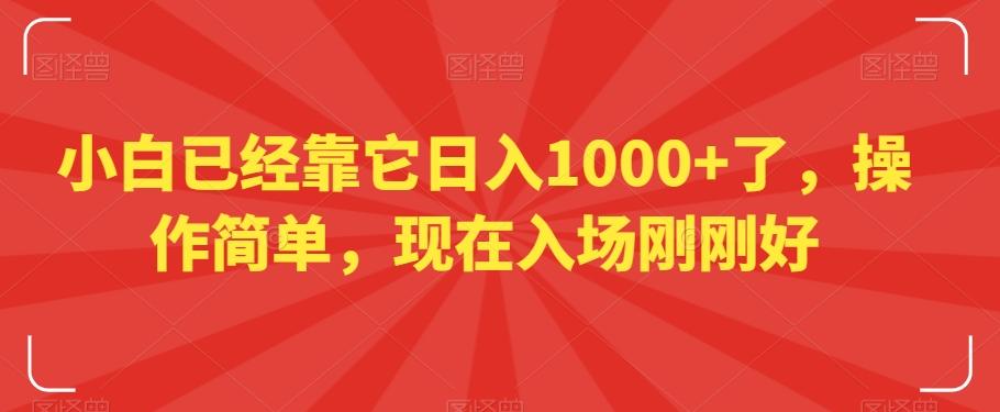 小白已经靠它日入1000+了，操作简单，现在入场刚刚好【揭秘】-巅峰资源网