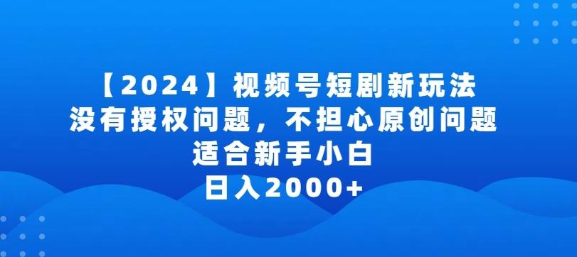 2024视频号短剧玩法，没有授权问题，不担心原创问题，适合新手小白，日入2000+【揭秘】-巅峰资源网