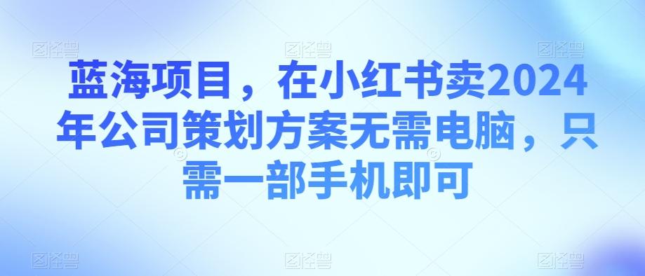 蓝海项目，在小红书卖2024年公司策划方案无需电脑，只需一部手机即可-巅峰资源网