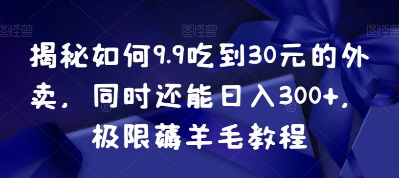 揭秘如何9.9吃到30元的外卖，同时还能日入300+，极限薅羊毛教程-巅峰资源网