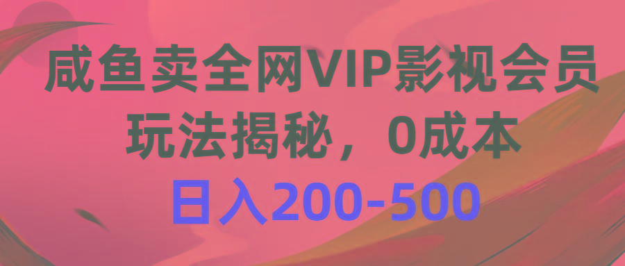 咸鱼卖全网VIP影视会员，玩法揭秘，0成本日入200-500-巅峰资源网