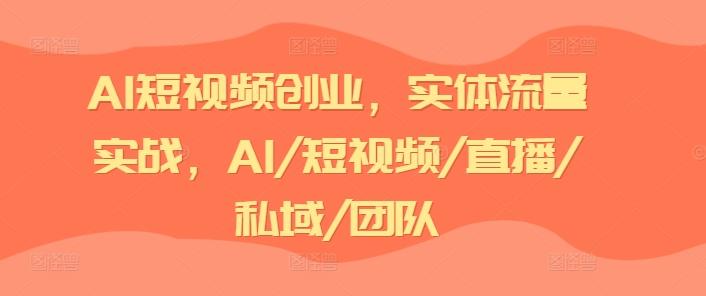 AI短视频创业，实体流量实战，AI/短视频/直播/私域/团队-巅峰资源网