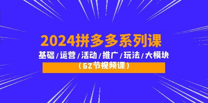 (10019期)2024拼多多系列课：基础/运营/活动/推广/玩法/大模块(62节视频课)-巅峰资源网