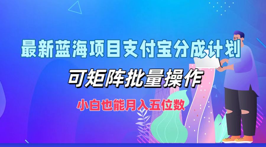 最新蓝海项目支付宝分成计划，可矩阵批量操作，小白也能月入五位数-巅峰资源网