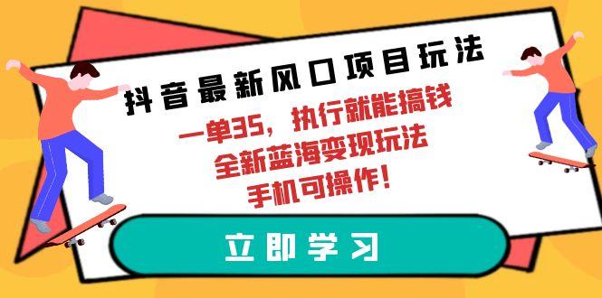 (9948期)抖音最新风口项目玩法，一单35，执行就能搞钱 全新蓝海变现玩法 手机可操作-巅峰资源网