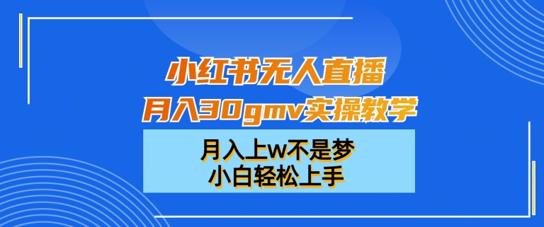 小红书无人直播月入30gmv实操教学，月入上w不是梦，小白轻松上手【揭秘】-巅峰资源网