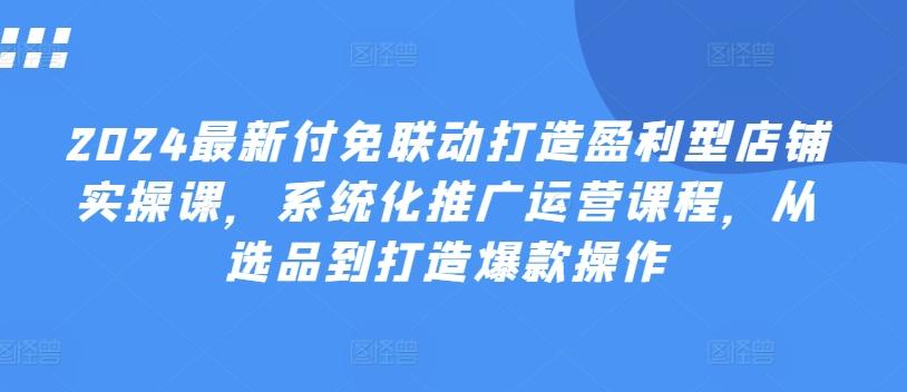2024最新付免联动打造盈利型店铺实操课，​系统化推广运营课程，从选品到打造爆款操作-巅峰资源网